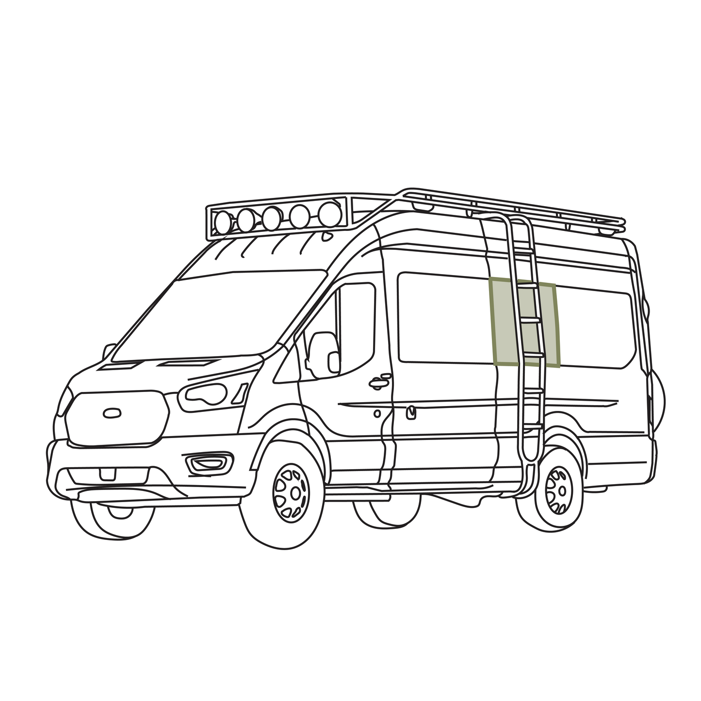 Ford Transit Stealth Middle Window Cover (Factory Plastic Trim) VanEssential