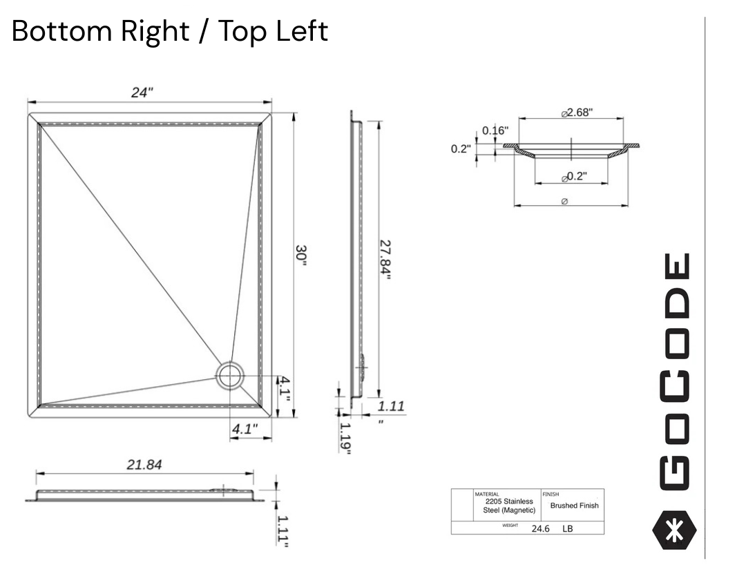 Stainless Steel In-Floor Shower Pan GoCode