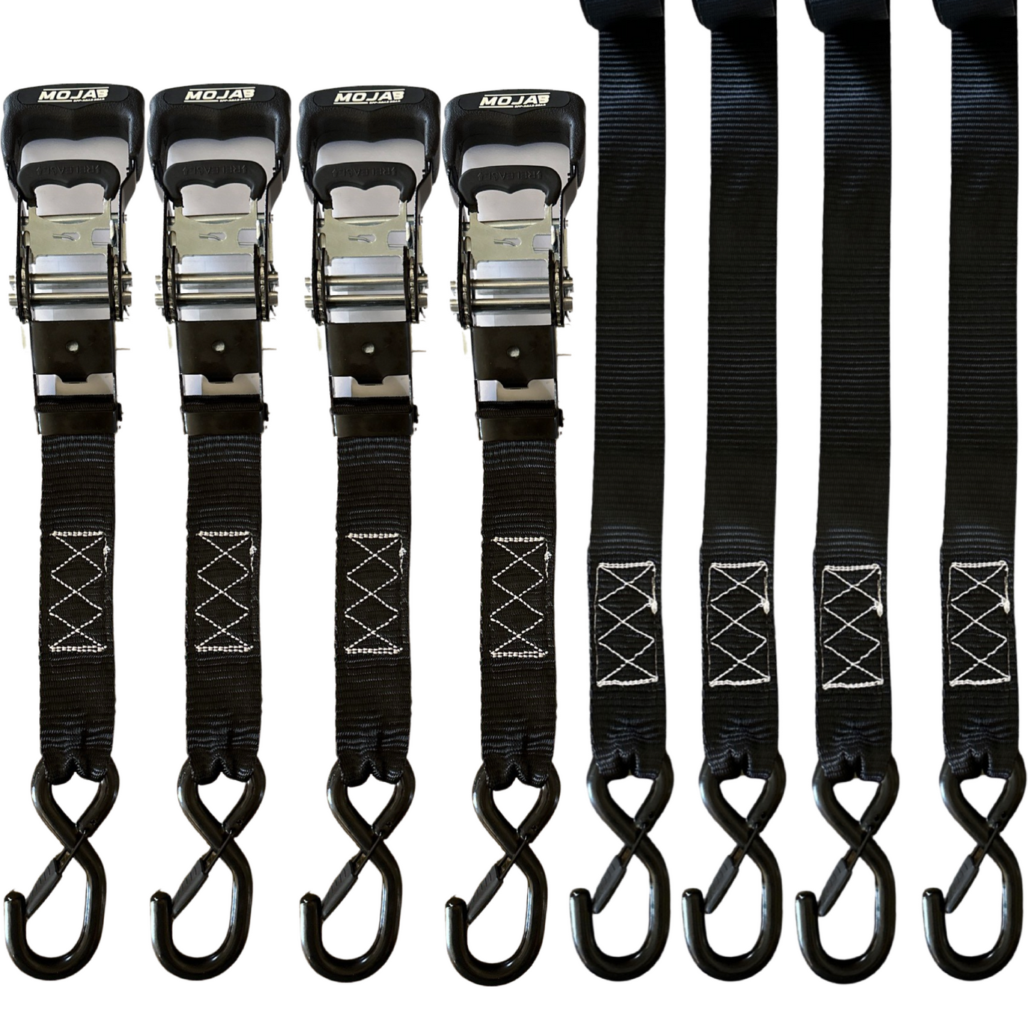 1.6" x 15' Ratchet Tie-Down Set (Pack of 4) , Closed Hook (Lifetime Warranty)