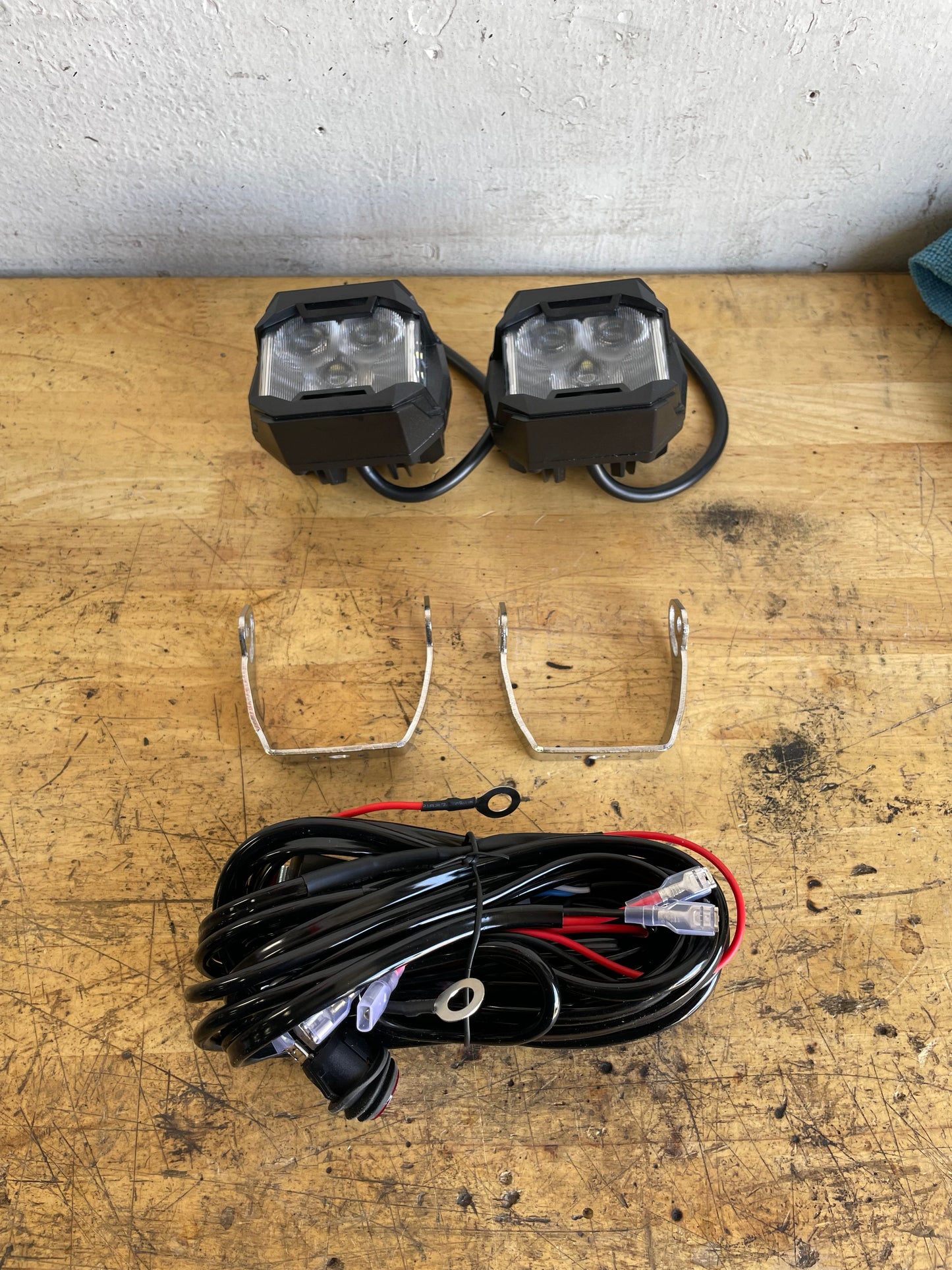 Clearance 3" Side Shooter LED Pod Pair With Mounting Brackets And Wiring Harness