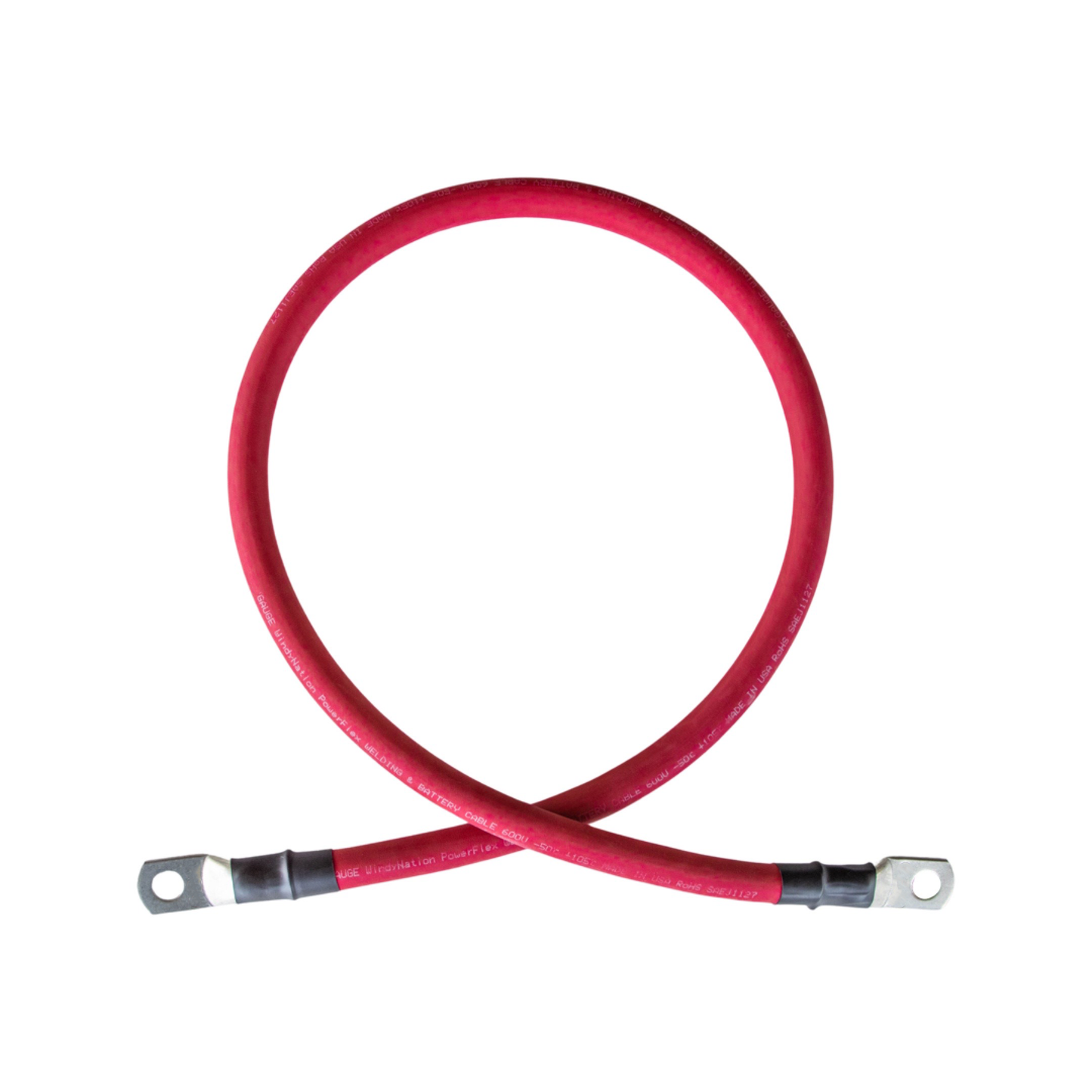 6 Gauge (AWG) Black and Red Pure Copper Battery Cable Wire with Lug Connector Ring Terminals