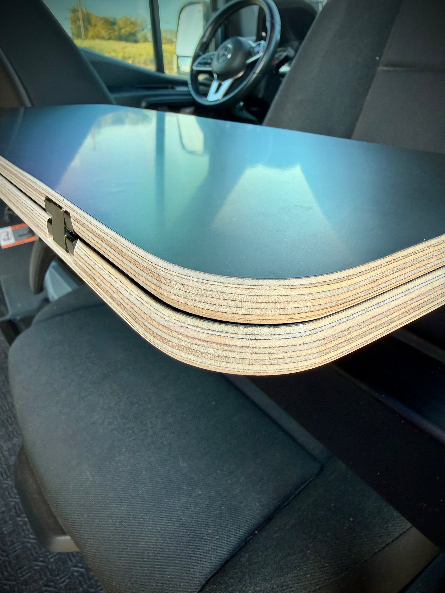 Slim Half Folding Black Hex Lagun Table 1/2" Thick For Camper Vans and RVs