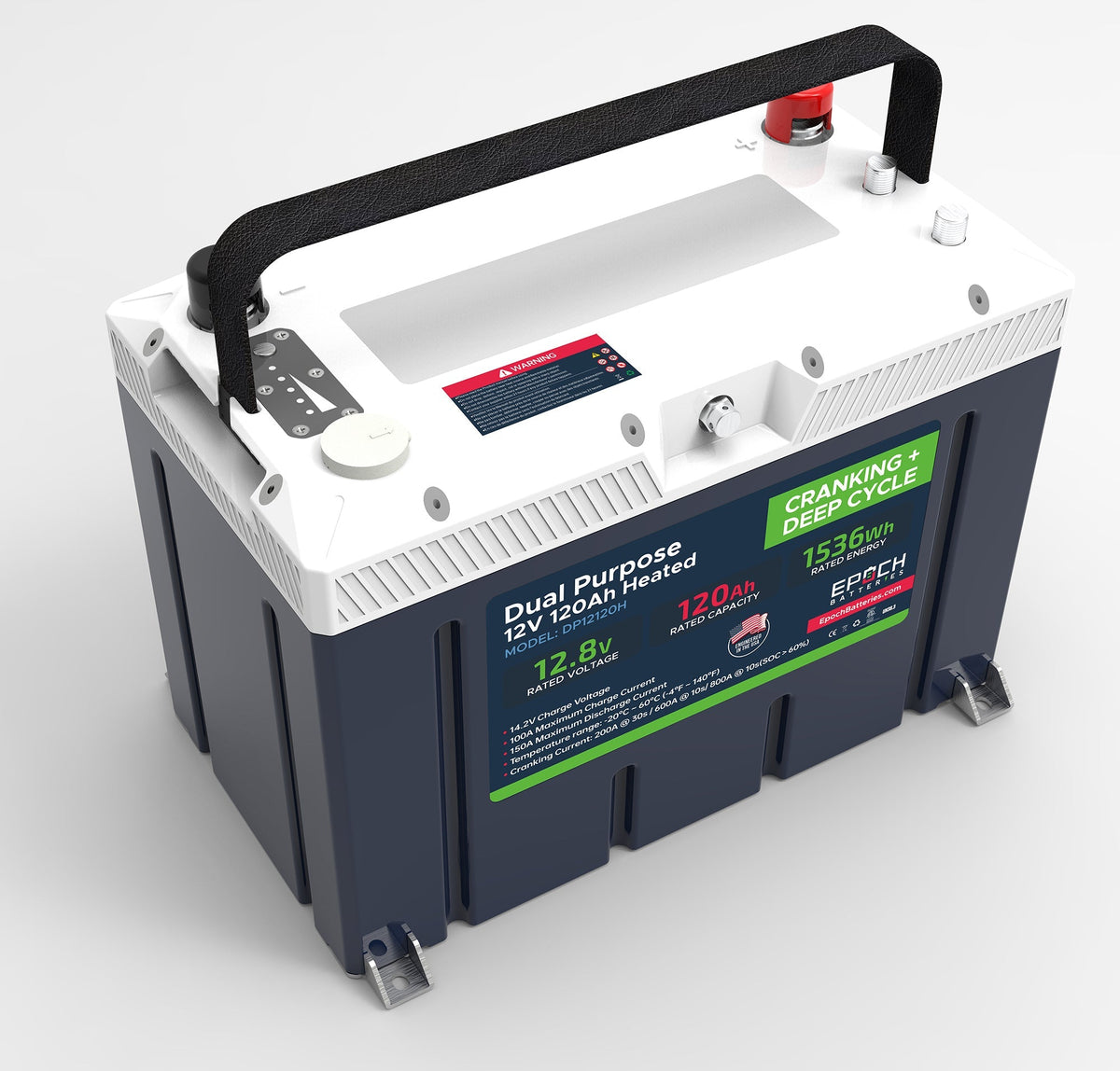 12V 120Ah (1.54kWh) Pro Series - LiFePO4 Cranking & Deep Cycle Lithium Battery (Dual Purpose) Epoch Batteries