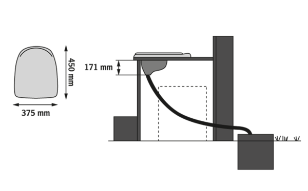Urine Separating Set Privy with Regular Seat Grey Bowl