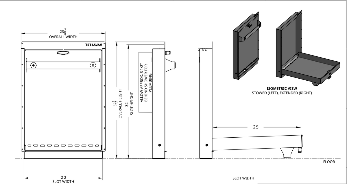 Tetravan Folding Shower 2.1 with Magnetic Zipped Curtain GoCode