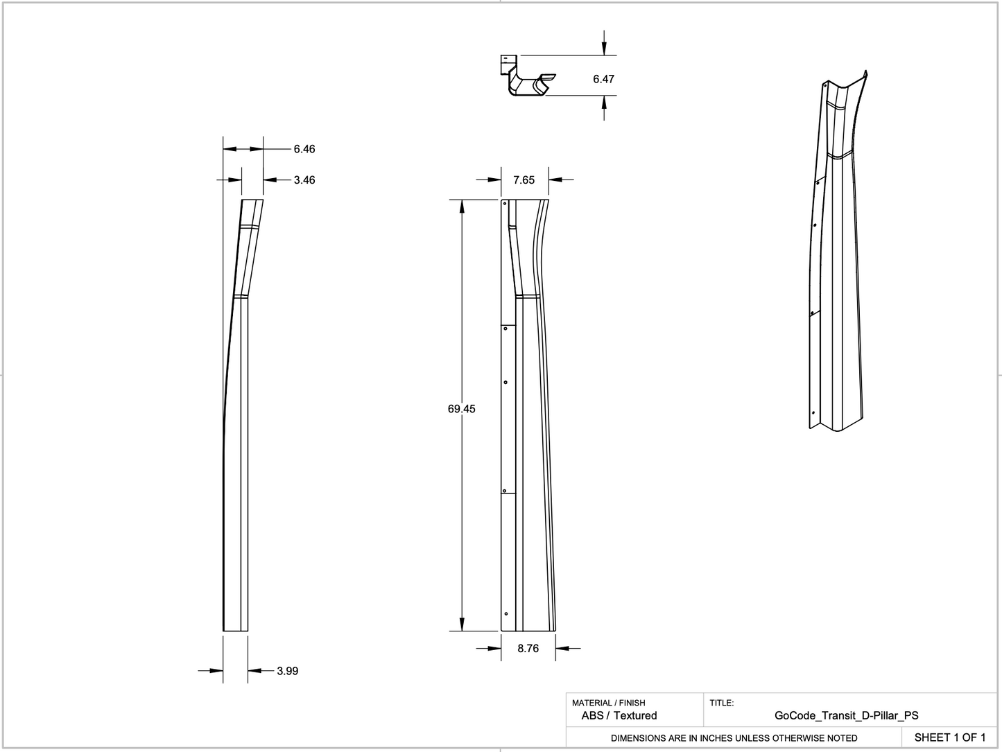 Ford Transit High Roof Rear Trim Kit GoCode