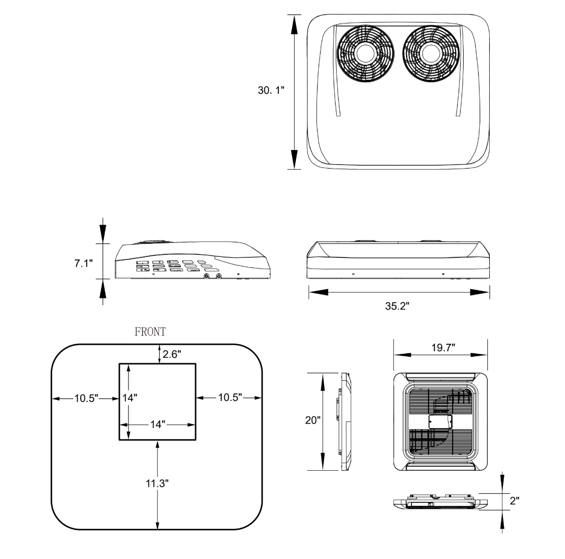 Velit V3 with Ventilation - 12V/48V Rooftop Air Conditioner velitcamping