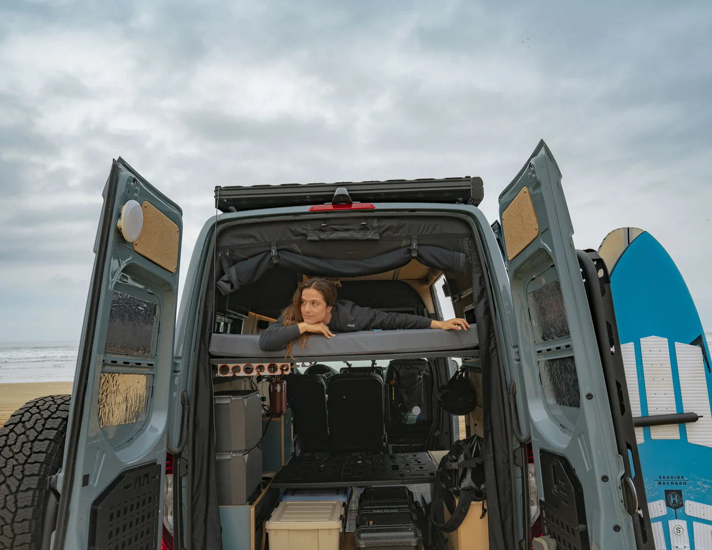 Ford Transit Van FlexTrack 4-Panel All Aluminum Platform Bed System White Top Adventures