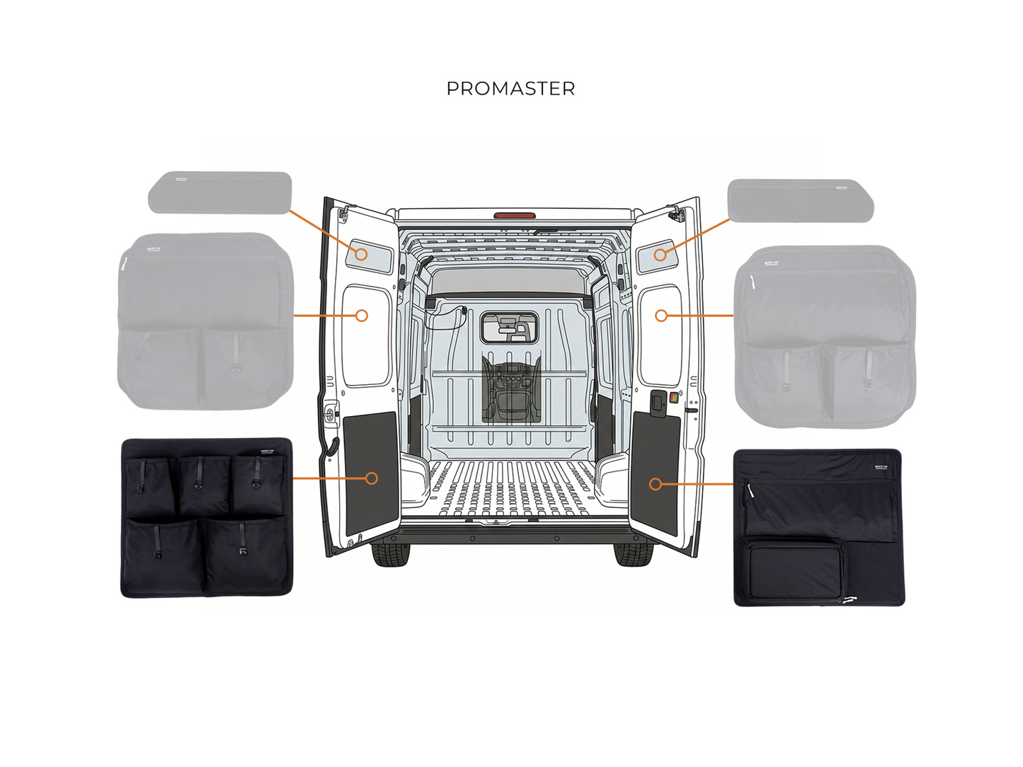 Ram Promaster Lower Rear Door Storage Panels (Pair) White Top Adventures