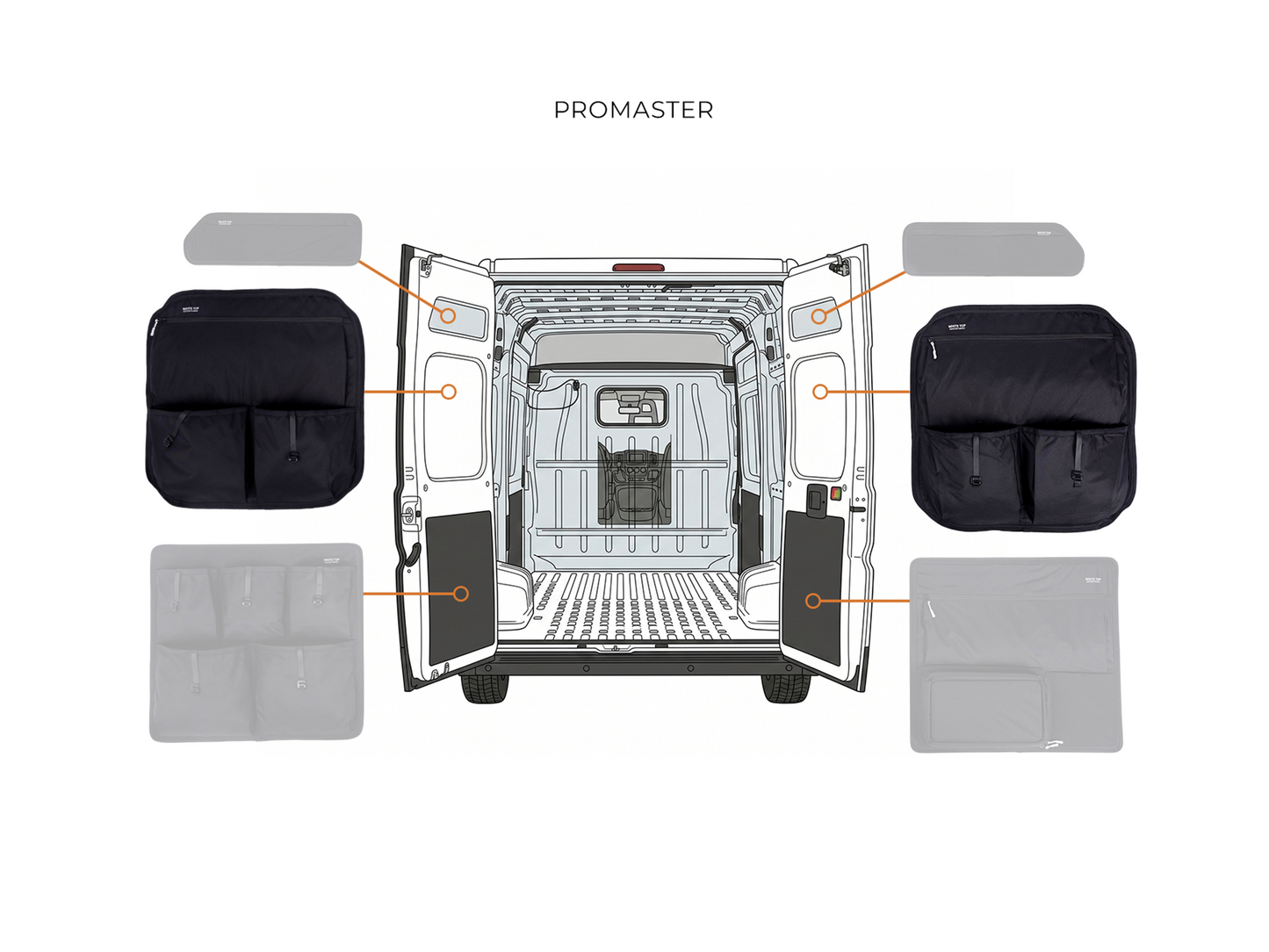 Ram Promaster Middle Rear Door Storage Panels (Pair) White Top Adventures