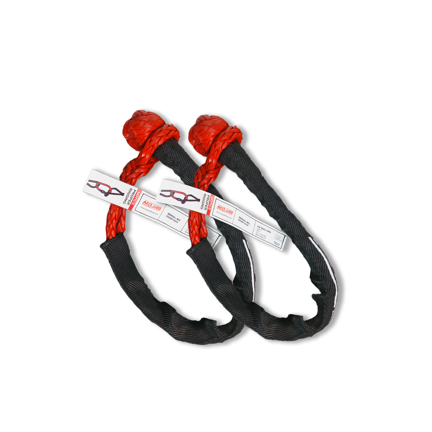 Soft Shackle 3/8'' x 24” with sleeve and bag (Set of 2 Shackles) (Lifetime Warranty) MOJAB OFFROAD