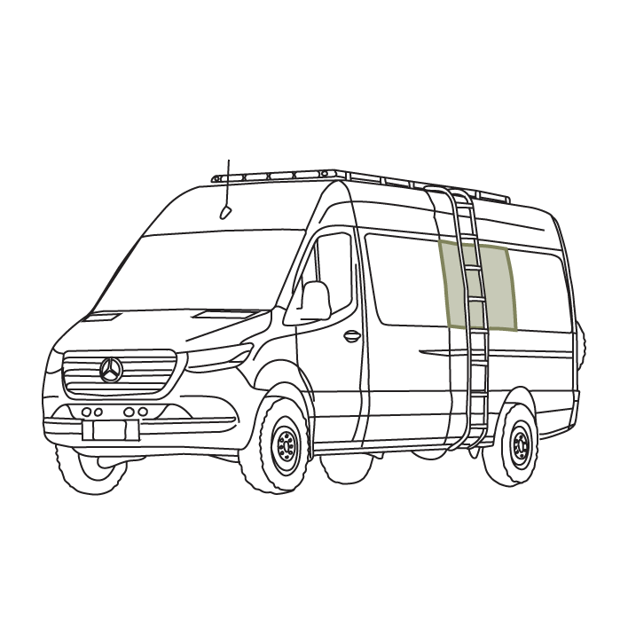 Mercedes Sprinter Stealth Passenger Van Middle Window Covers VanEssential