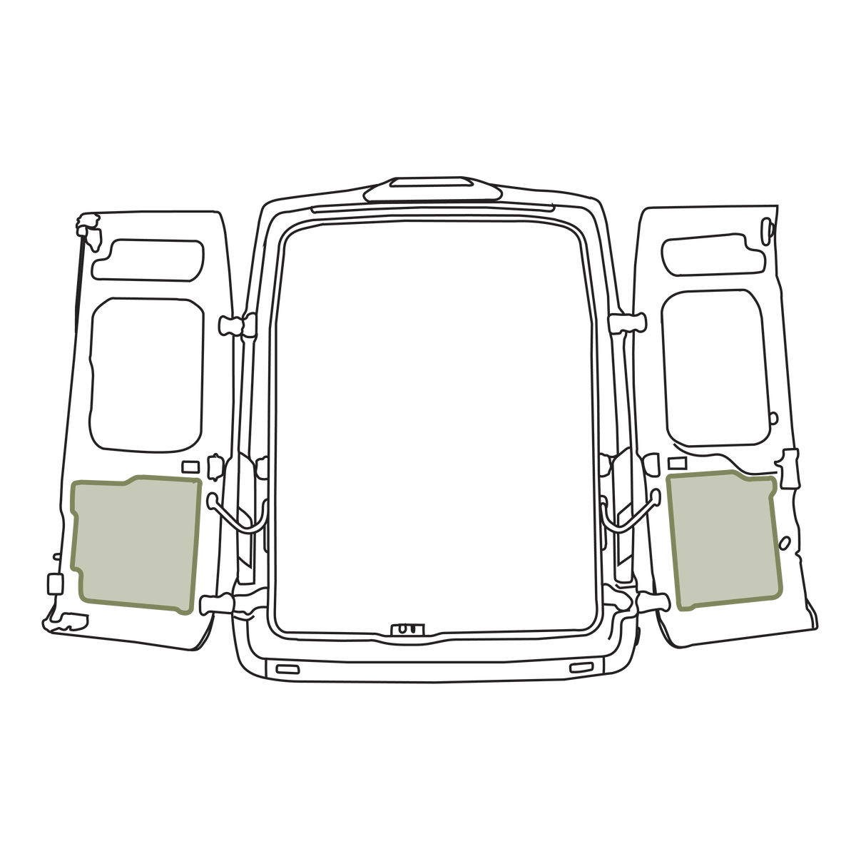 Ford Transit Lower Rear Door Storage Panels (Pair) VanEssential