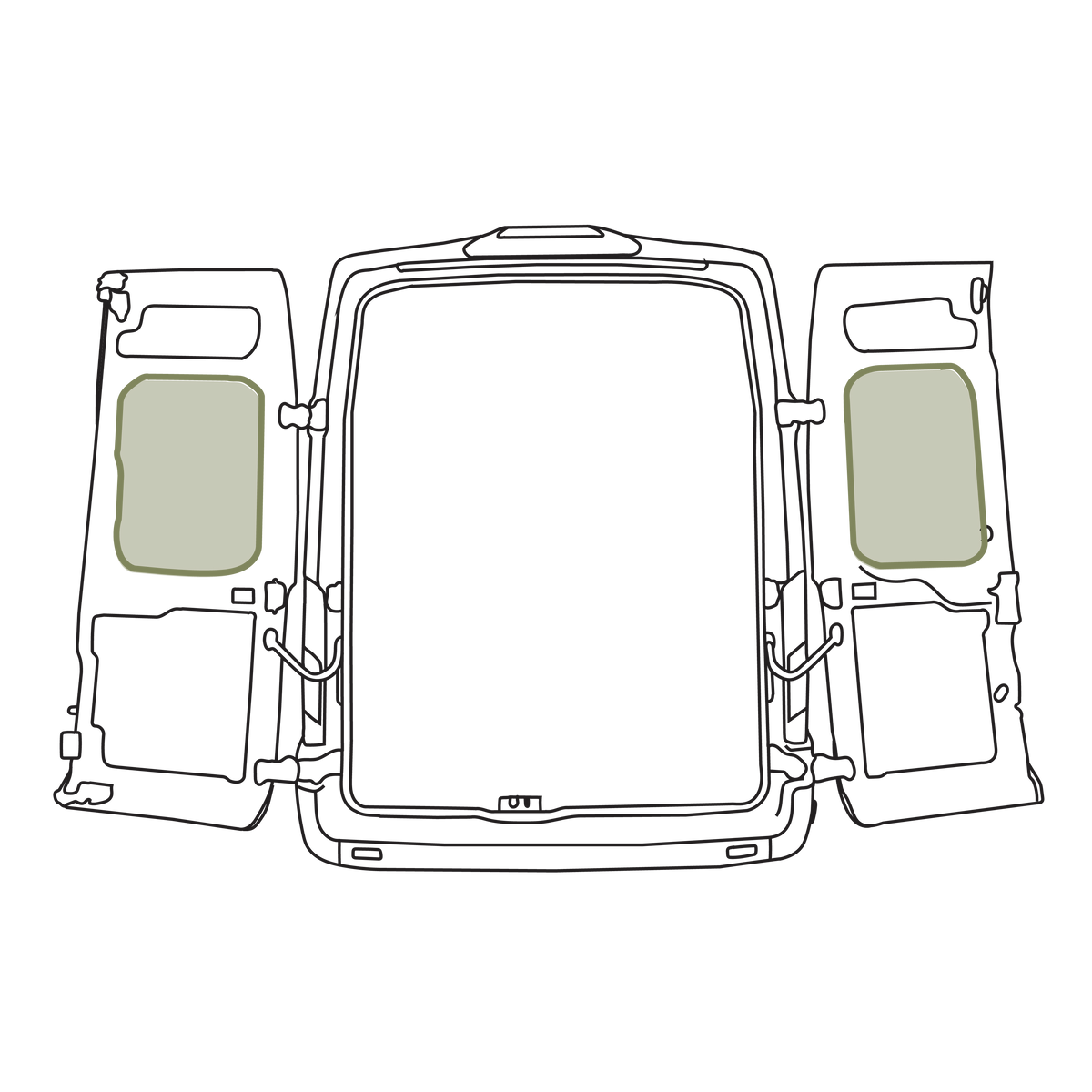 Ford Transit Middle Rear Door Storage Panels (Pair) VanEssential