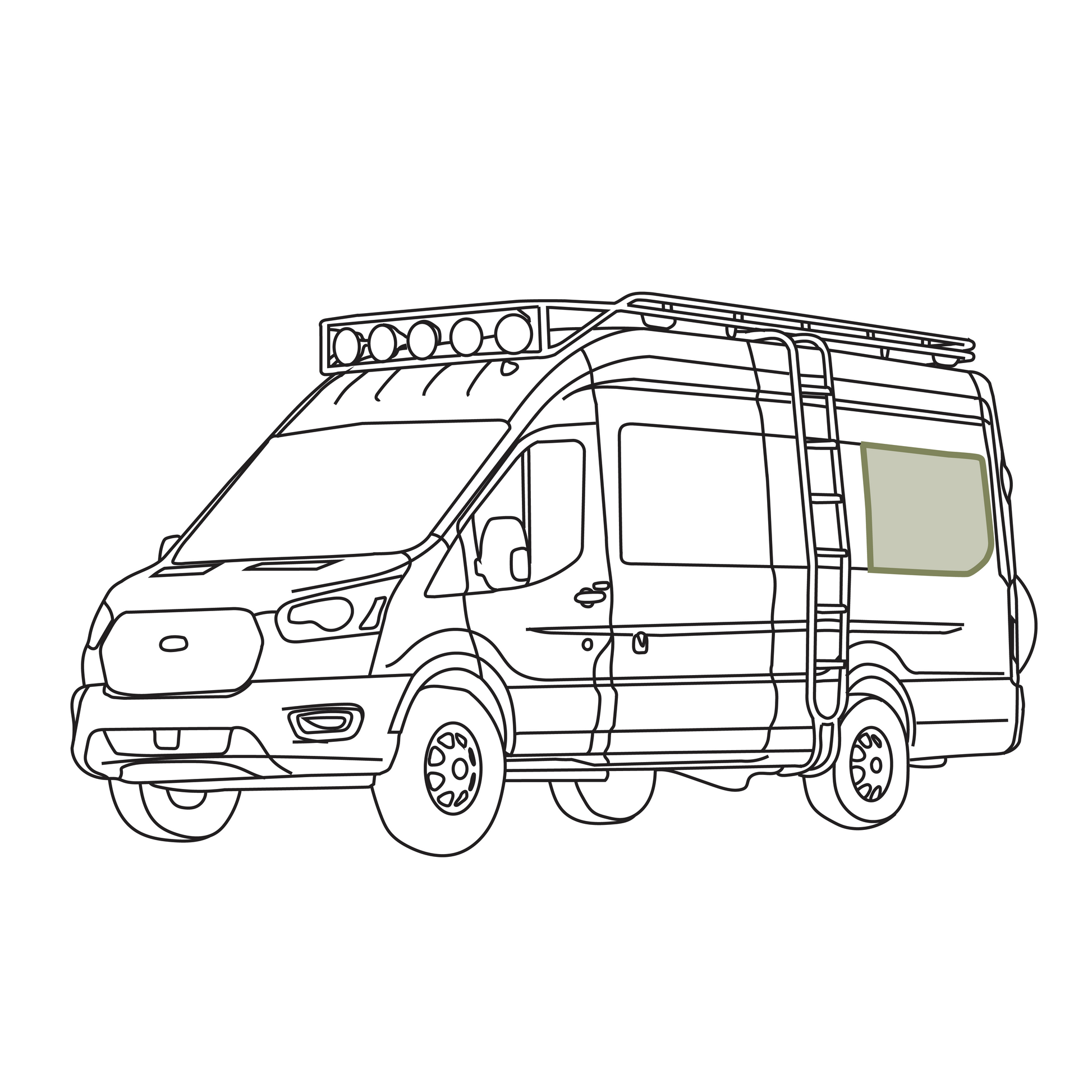 Ford Transit Stealth Rear Qtr Window Cover (Factory Plastic Trim) VanEssential