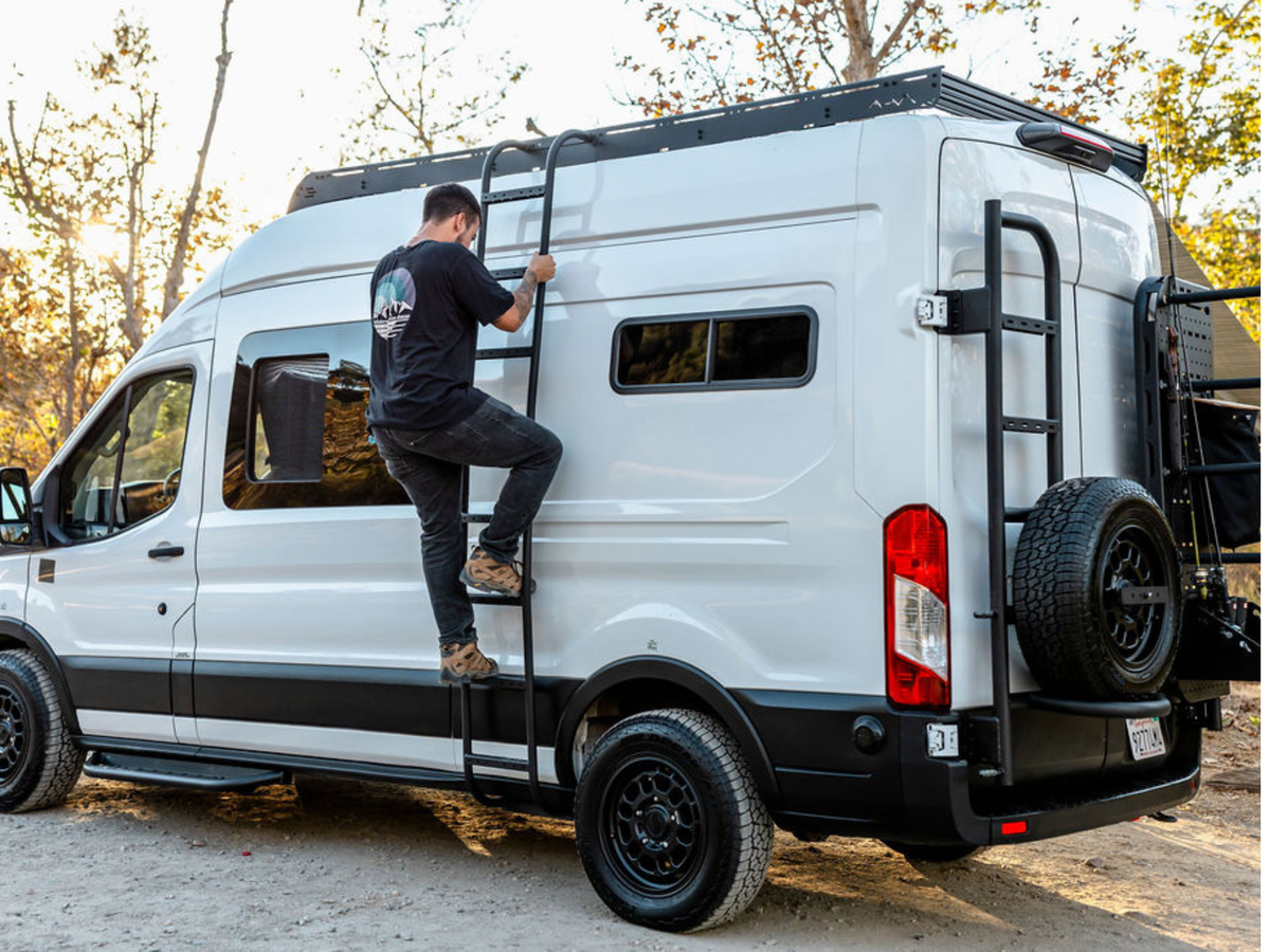 TRANSIT HIGH ROOF SIDE LADDER White Top Adventures