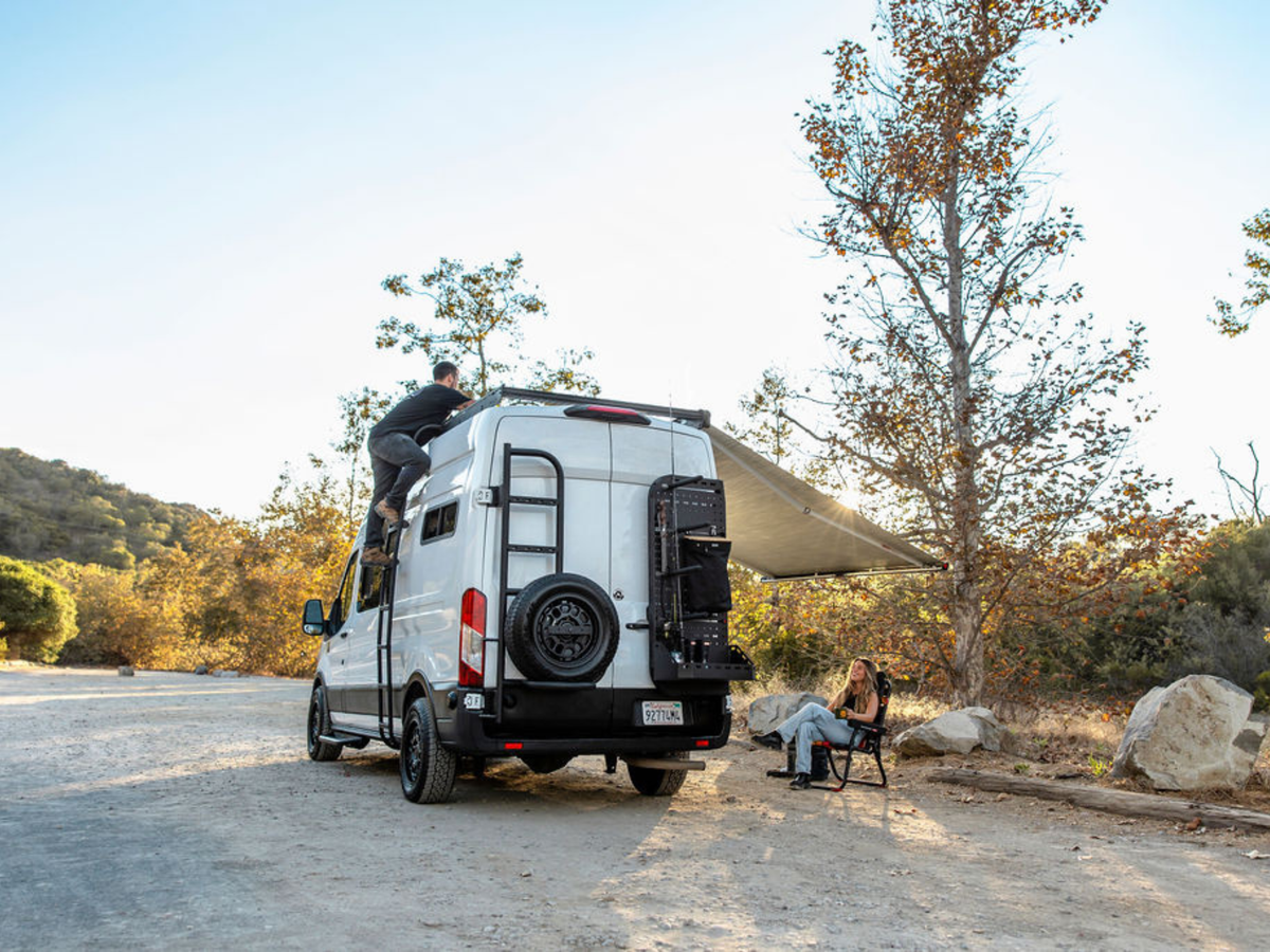 TRANSIT MID ROOF SIDE LADDER White Top Adventures