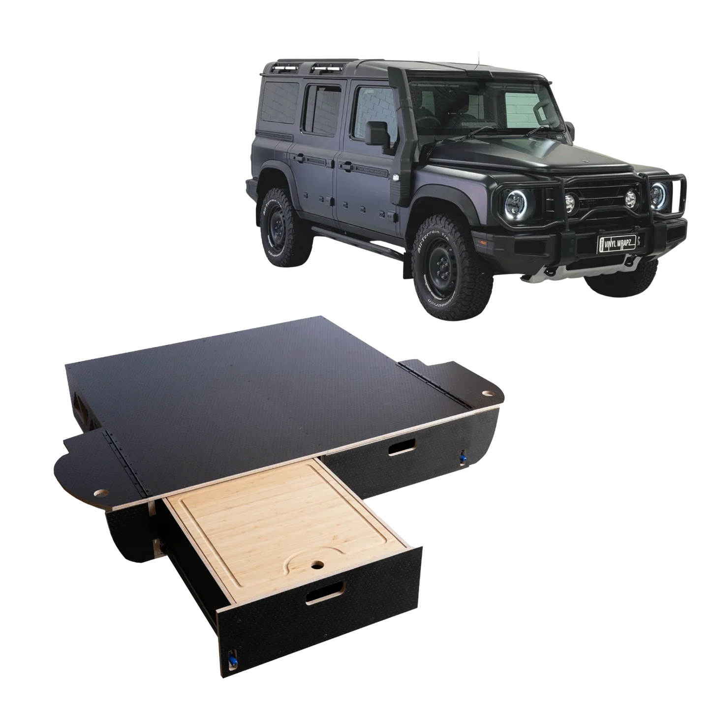 Ineos Grenadier | Dual Drawer Storage System & Bed Platform | 2023+ Solid Wood Worx