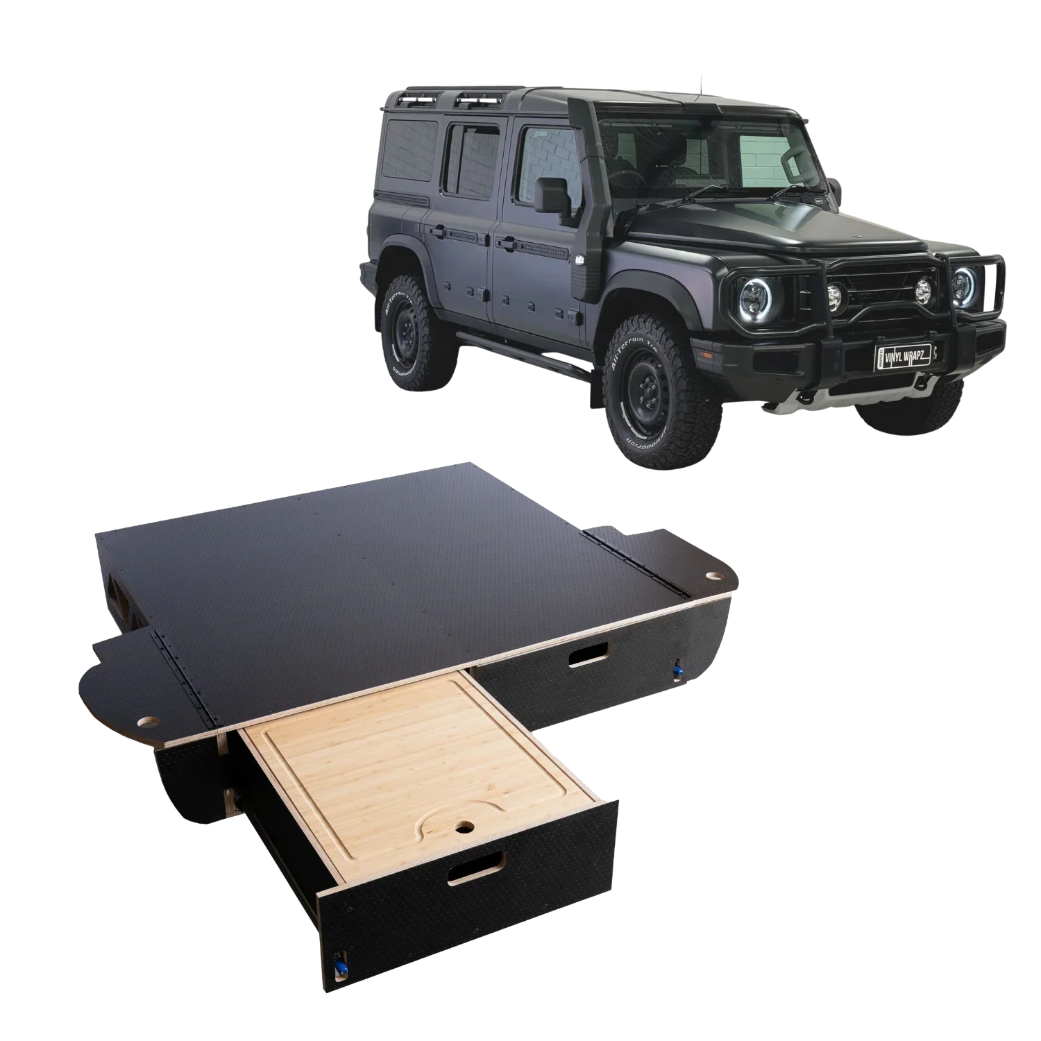 Ineos Grenadier | Dual Drawer Storage System & Bed Platform | 2023+ Solid Wood Worx