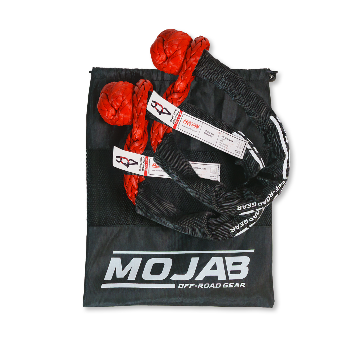Soft Shackle 1/2'' x 24” with sleeve and bag (Set of 2 Shackles) (Lifetime Warranty) MOJAB OFFROAD