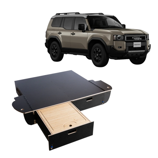 Land Cruiser 250 | Dual Drawer Storage System & Bed Platform | Toyota 2024+ LC250 Solid Wood Worx