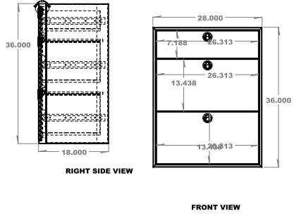 28" Three Drawer Base Cabinet - Shallow