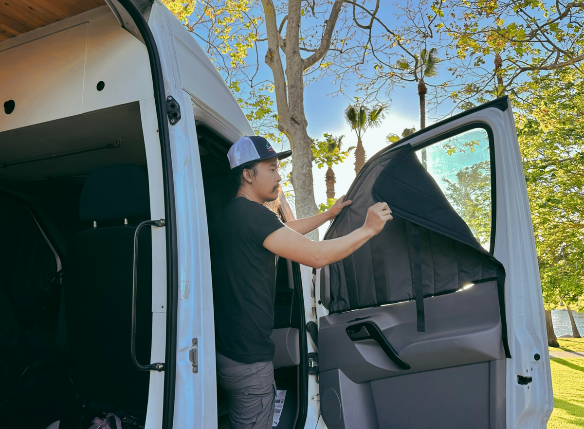 Mercedes Sprinter Stealth Front Door Window Covers (Pair) VanEssential