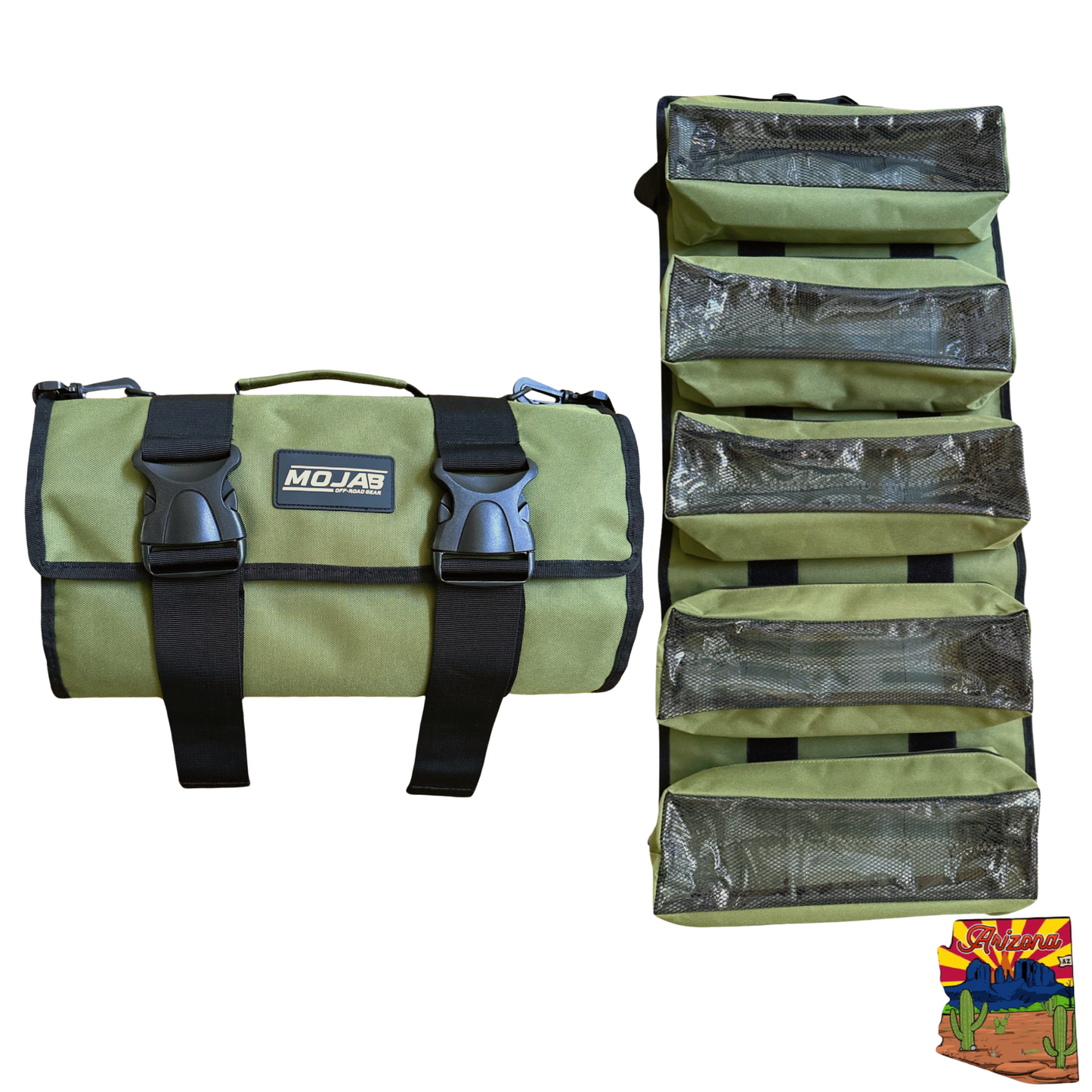 Large Canvas Tool organizer bag with 5 removeable pouches MOJAB OFFROAD