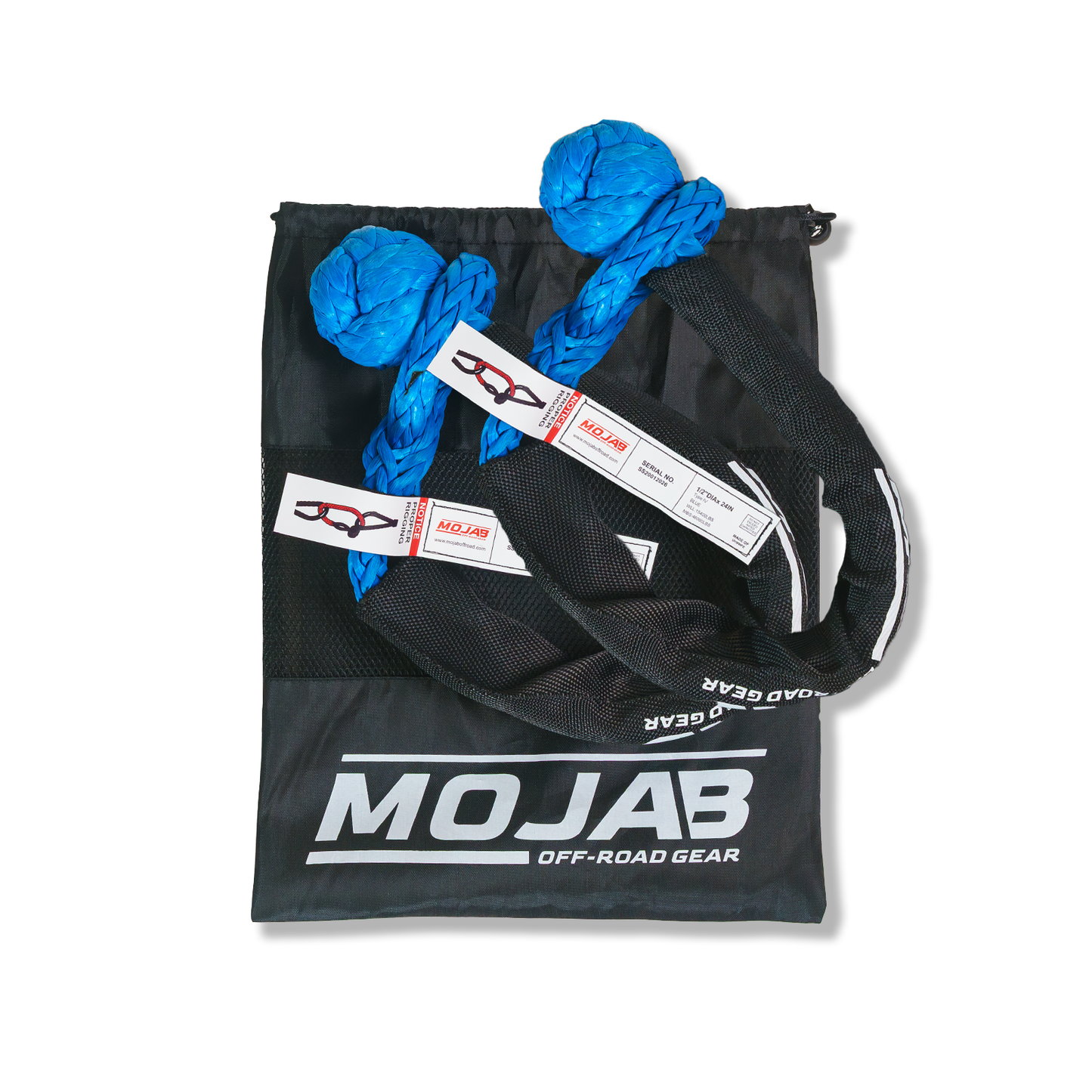 Soft Shackle 1/2'' x 24” with sleeve and bag (Set of 2 Shackles) (Lifetime Warranty) MOJAB OFFROAD