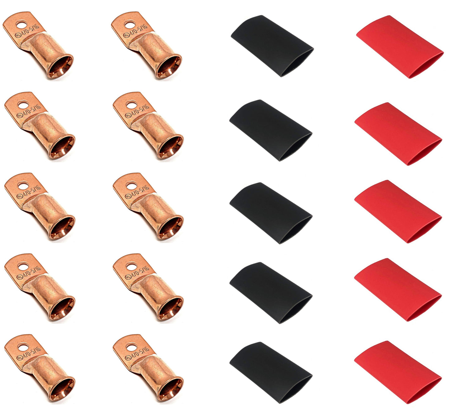 4/0 Gauge Cable Lugs with Heat Shrink Tubing Kit