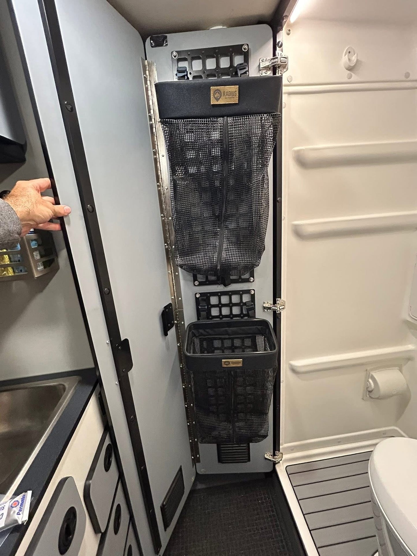 The Original Revel Shower Door MOLLE Panel by FreedomVanGo