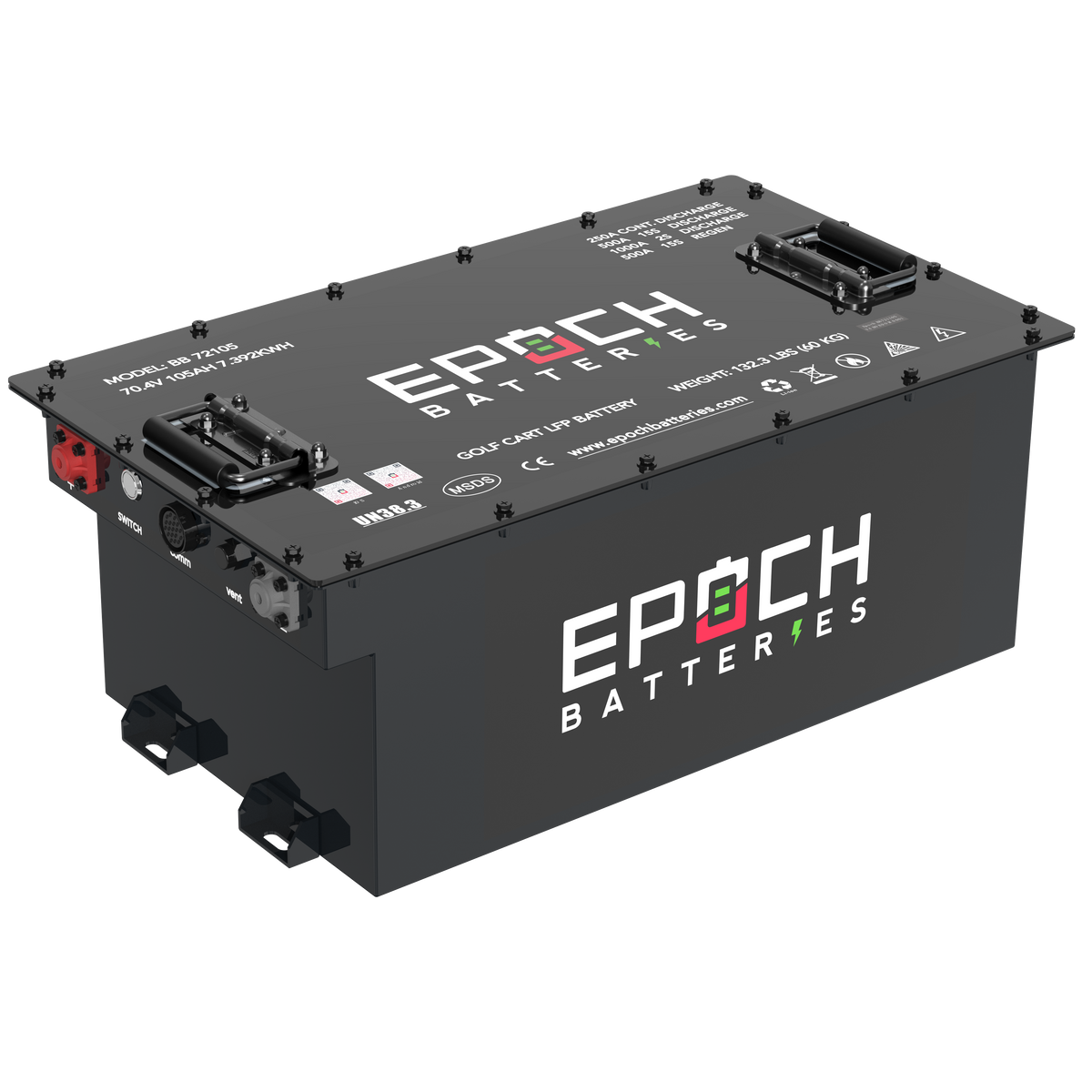 70.4V (72V) 105Ah Golf Cart Battery Complete Kit - Lithium (LiFePO4) Epoch Batteries