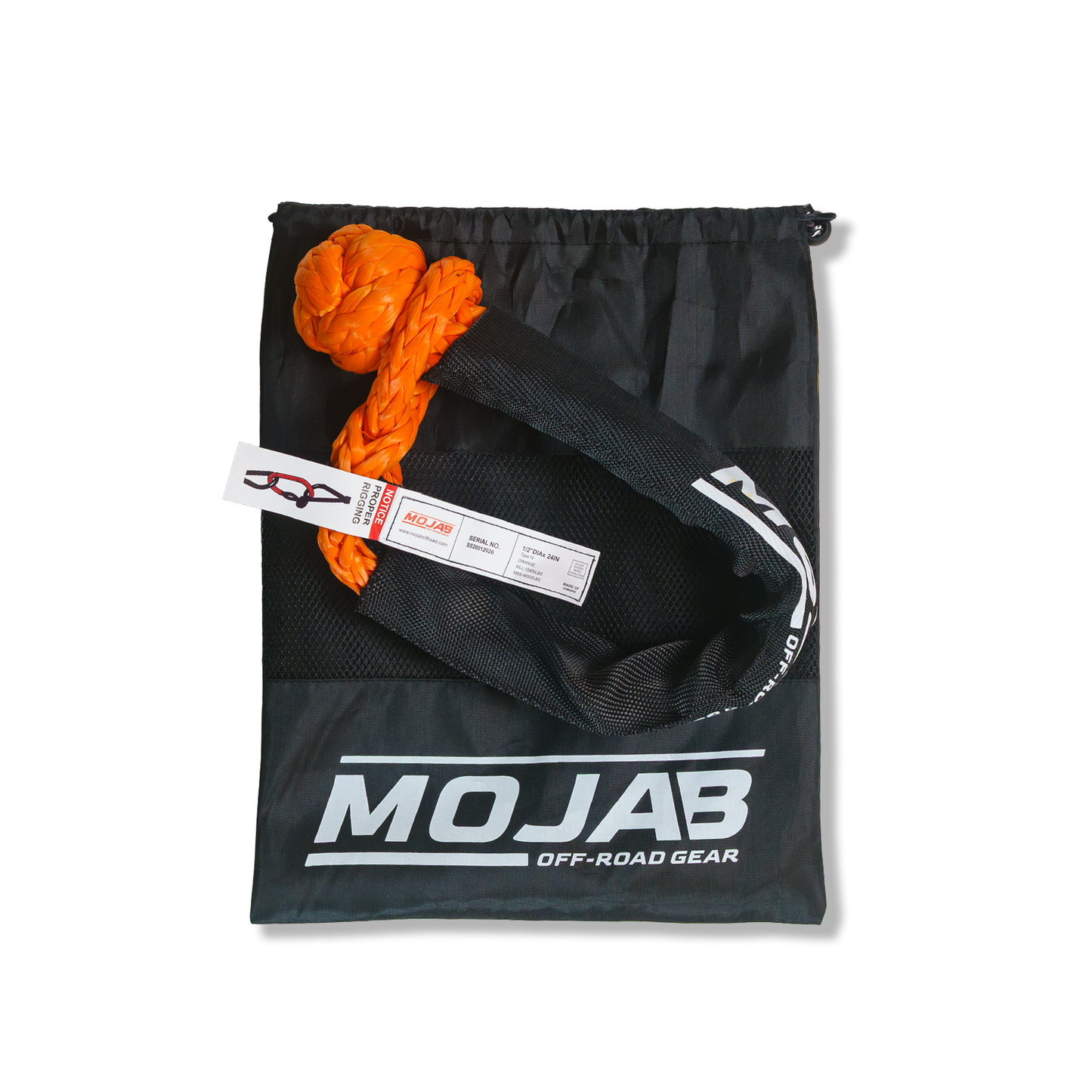 Soft Shackle 1/2'' x 24” with sleeve and bag (Single Shackle) (Lifetime Warranty) MOJAB OFFROAD