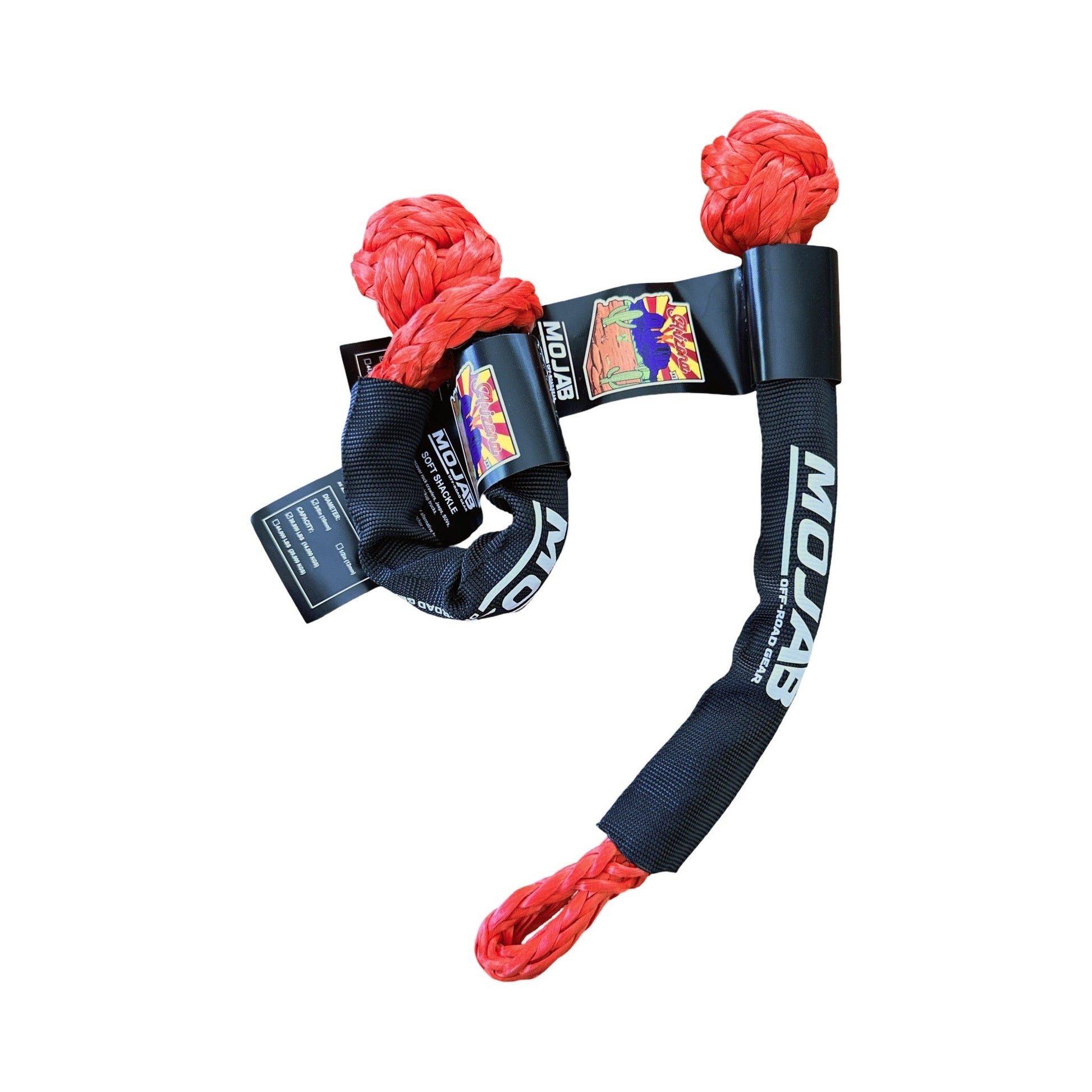 Soft Shackle 3/8’’ x 14’’ with sleeve and (Set of 2 Shackles) (Lifetime Warranty) MOJAB OFFROAD
