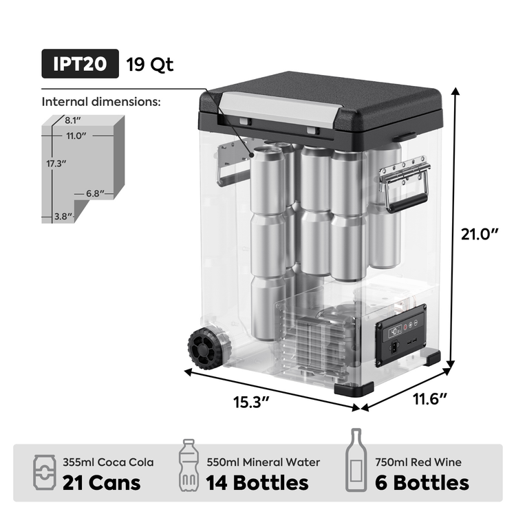 ICECO IPT20 Pickup Truck 12V Portable Fridge Freezer - 18.3L Compact Overland Fridge Inca Overland Outfitters