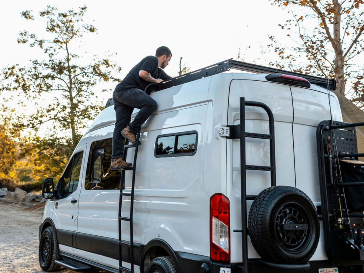 TRANSIT VAN 148" MID ROOF STRATA ROOF RACK White Top Adventures