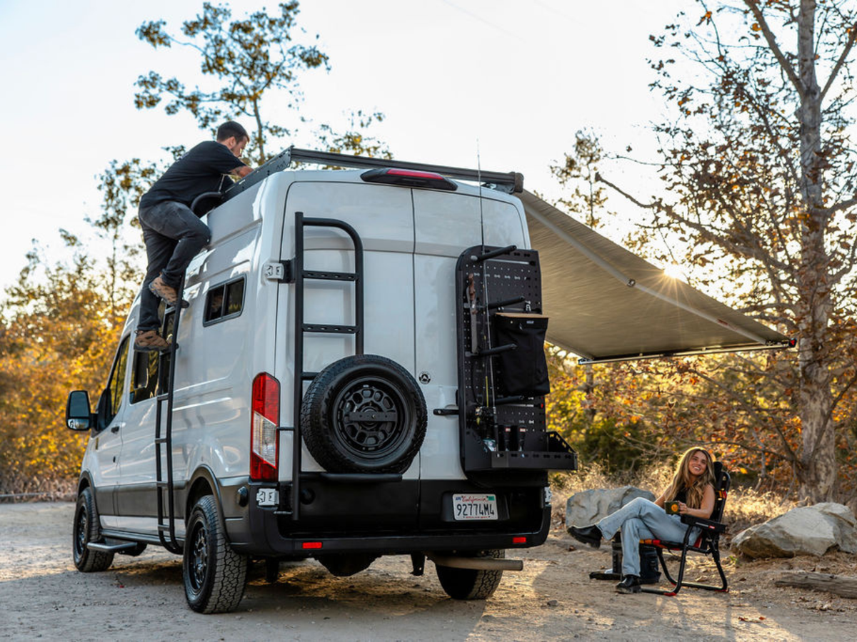 TRANSIT VAN 148" HIGH ROOF STRATA ROOF RACK White Top Adventures