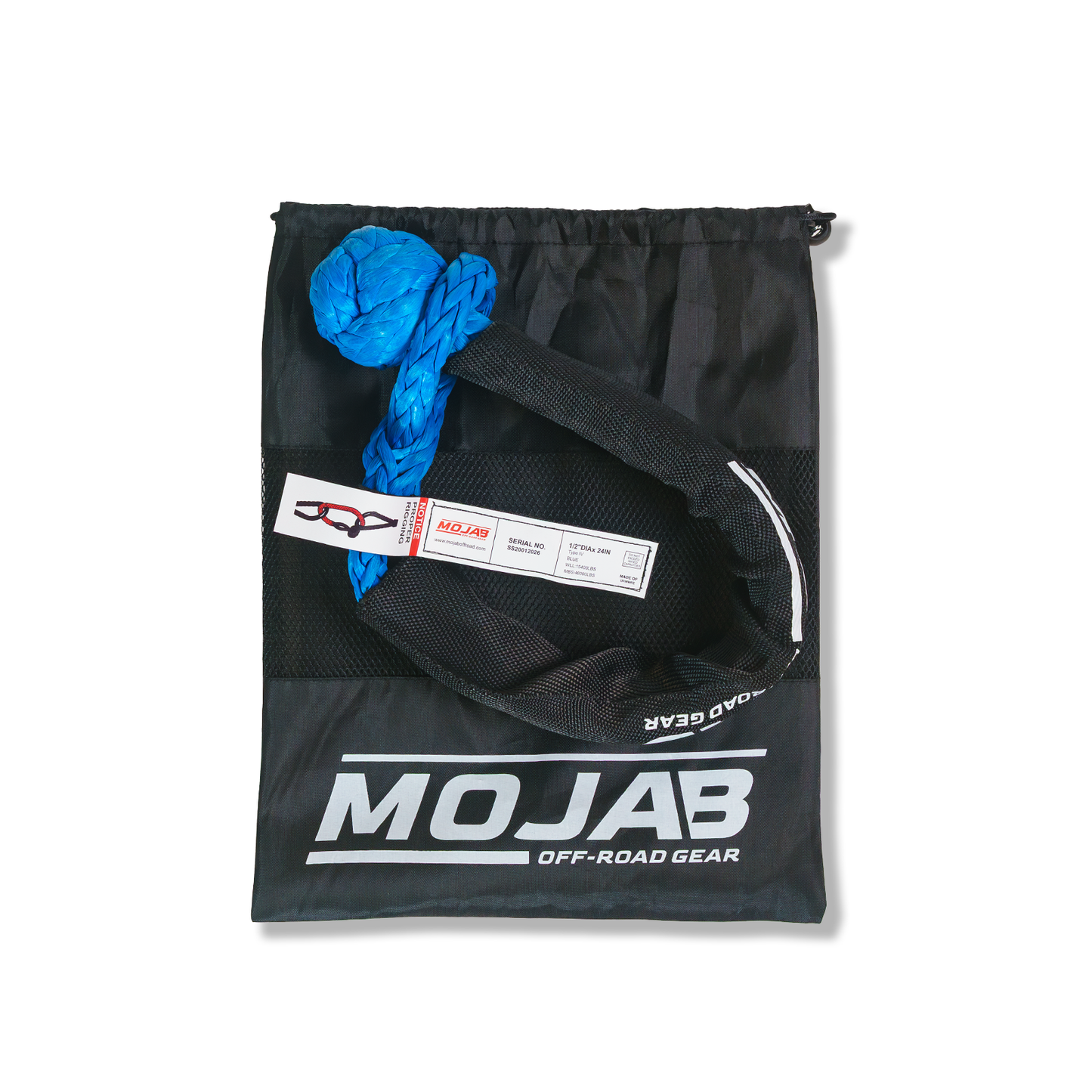 Soft Shackle 1/2'' x 24” with sleeve and bag (Single Shackle) (Lifetime Warranty) MOJAB OFFROAD