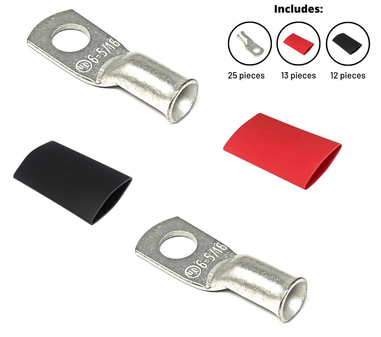 6 Gauge Cable Lugs with Heat Shrink Tubing Kit