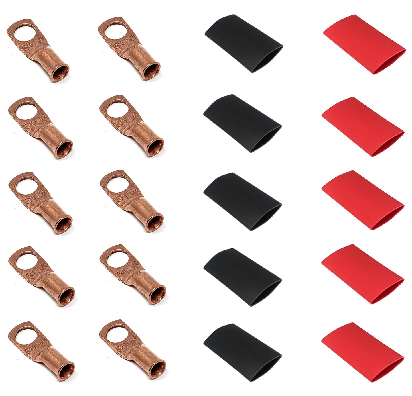 6 Gauge Cable Lugs with Heat Shrink Tubing Kit