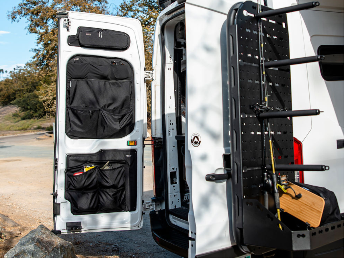 Ford Transit Rear Door Atlas Storage Rack | Passenger Side White Top Adventures