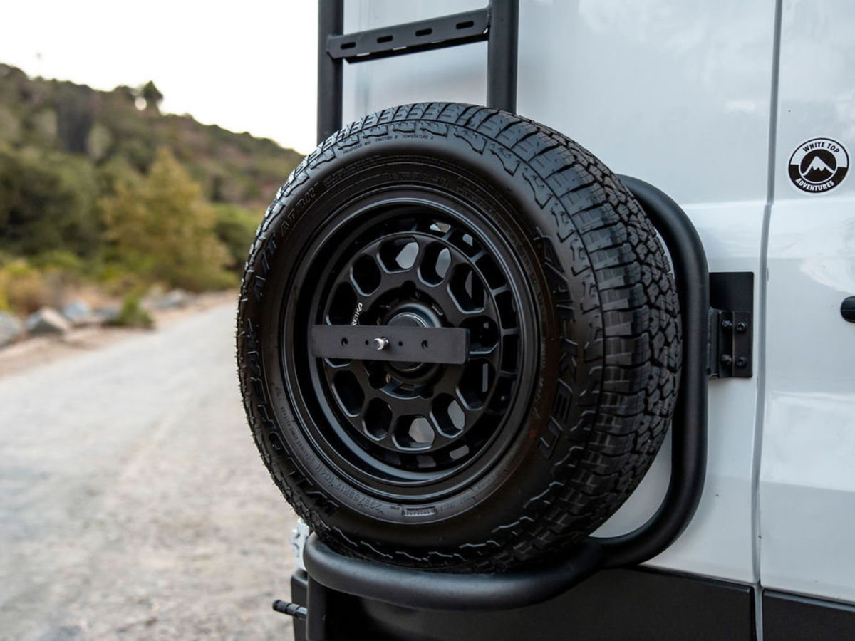 TRANSIT REAR TIRE CARRIER LADDER White Top Adventures