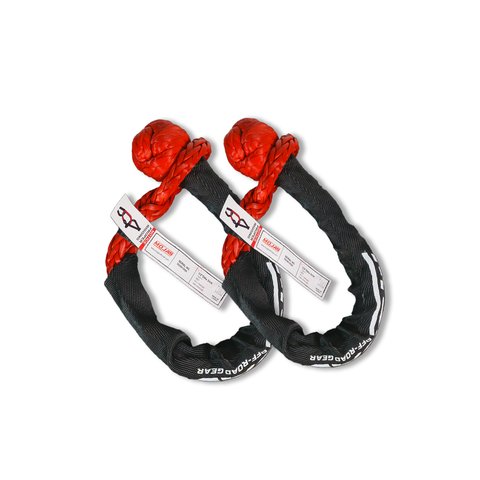 Soft Shackle 1/2'' x 24” with sleeve and bag (Set of 2 Shackles) (Lifetime Warranty) MOJAB OFFROAD