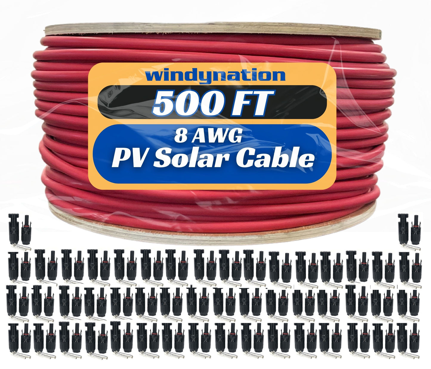 500 Foot Spool 8 Gauge 8 AWG Solar Panel Extension Cable Wire Black or Red Pure Copper