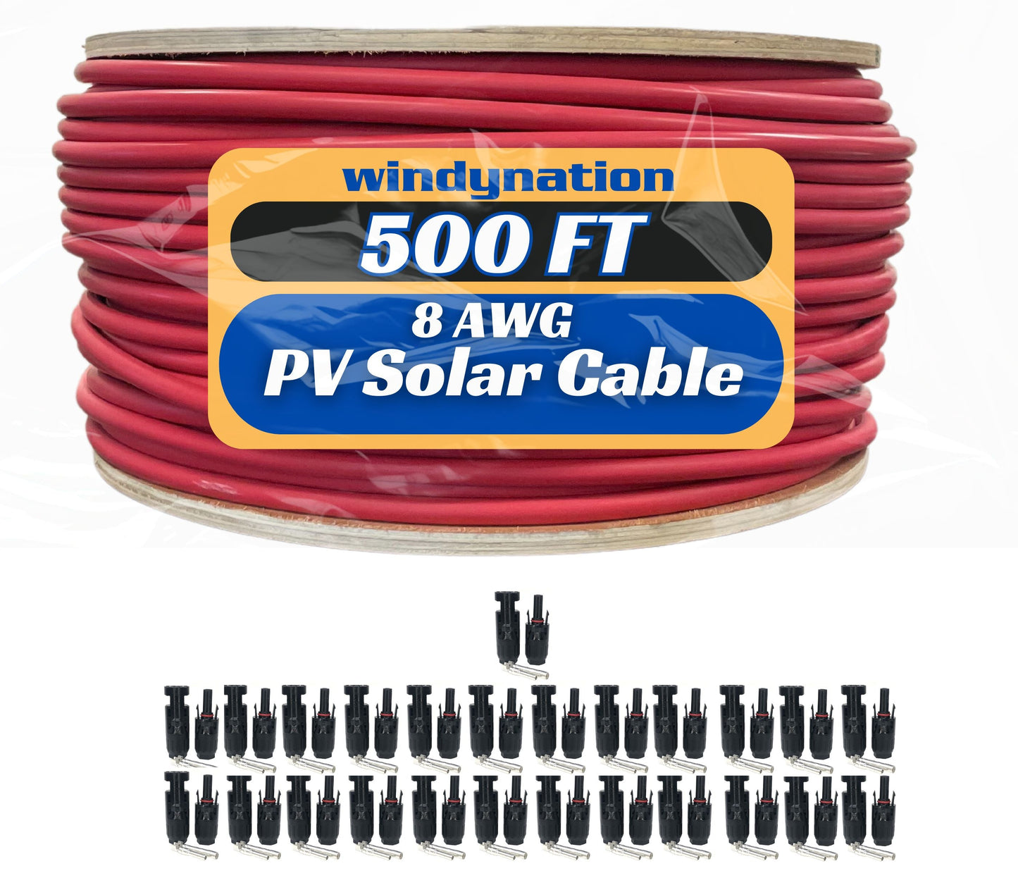 500 Foot Spool 8 Gauge 8 AWG Solar Panel Extension Cable Wire Black or Red Pure Copper