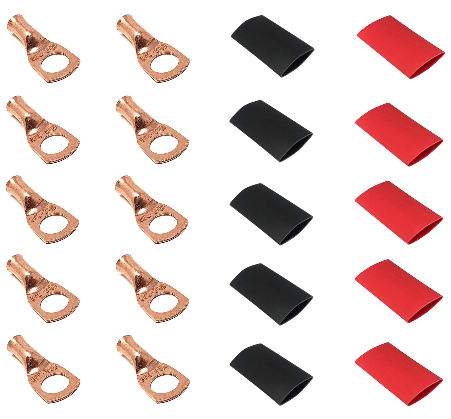 8 Gauge Cable Lugs with Heat Shrink Tubing Kit