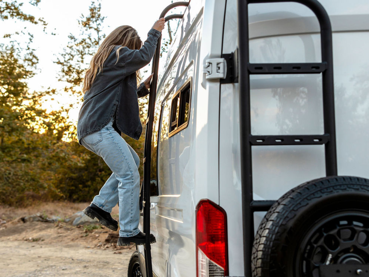 TRANSIT HIGH ROOF SIDE LADDER White Top Adventures