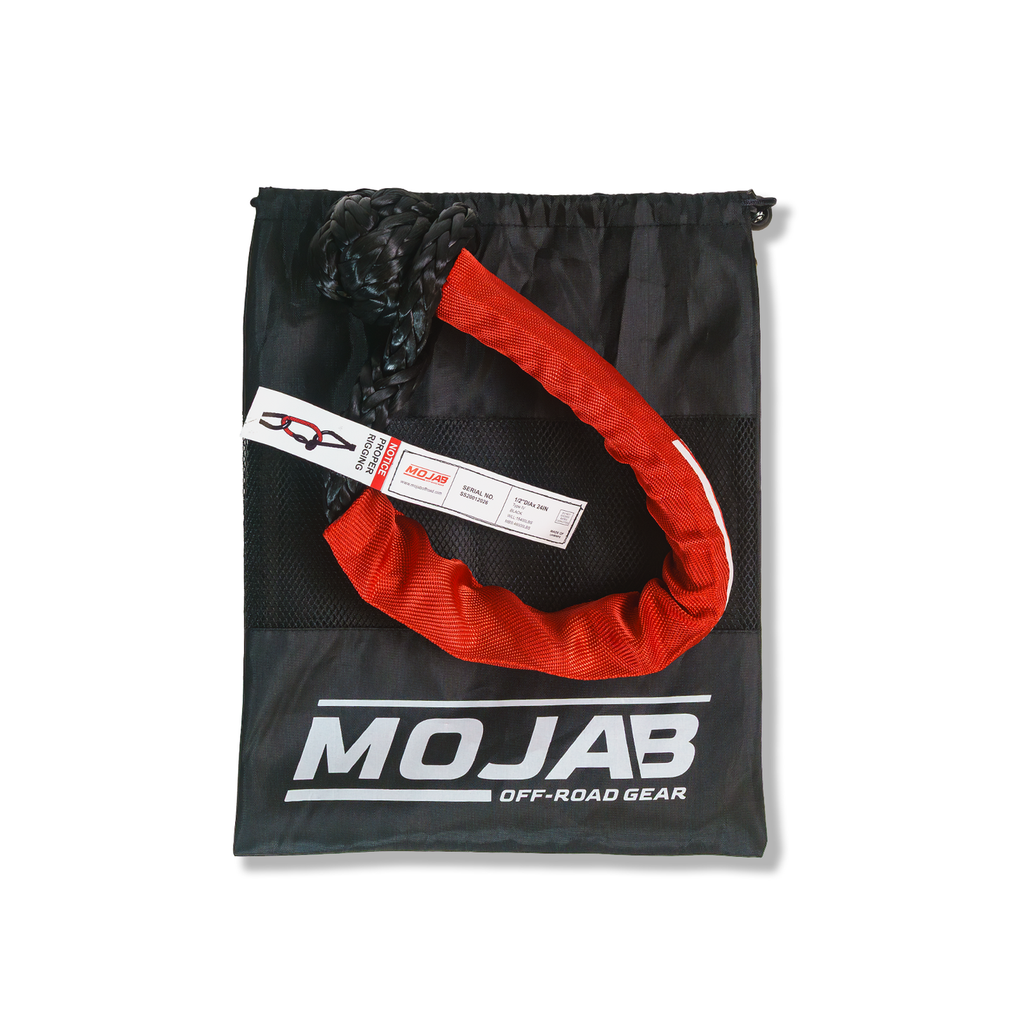 Soft Shackle 1/2'' x 24” with sleeve and bag (Single Shackle) (Lifetime Warranty) MOJAB OFFROAD