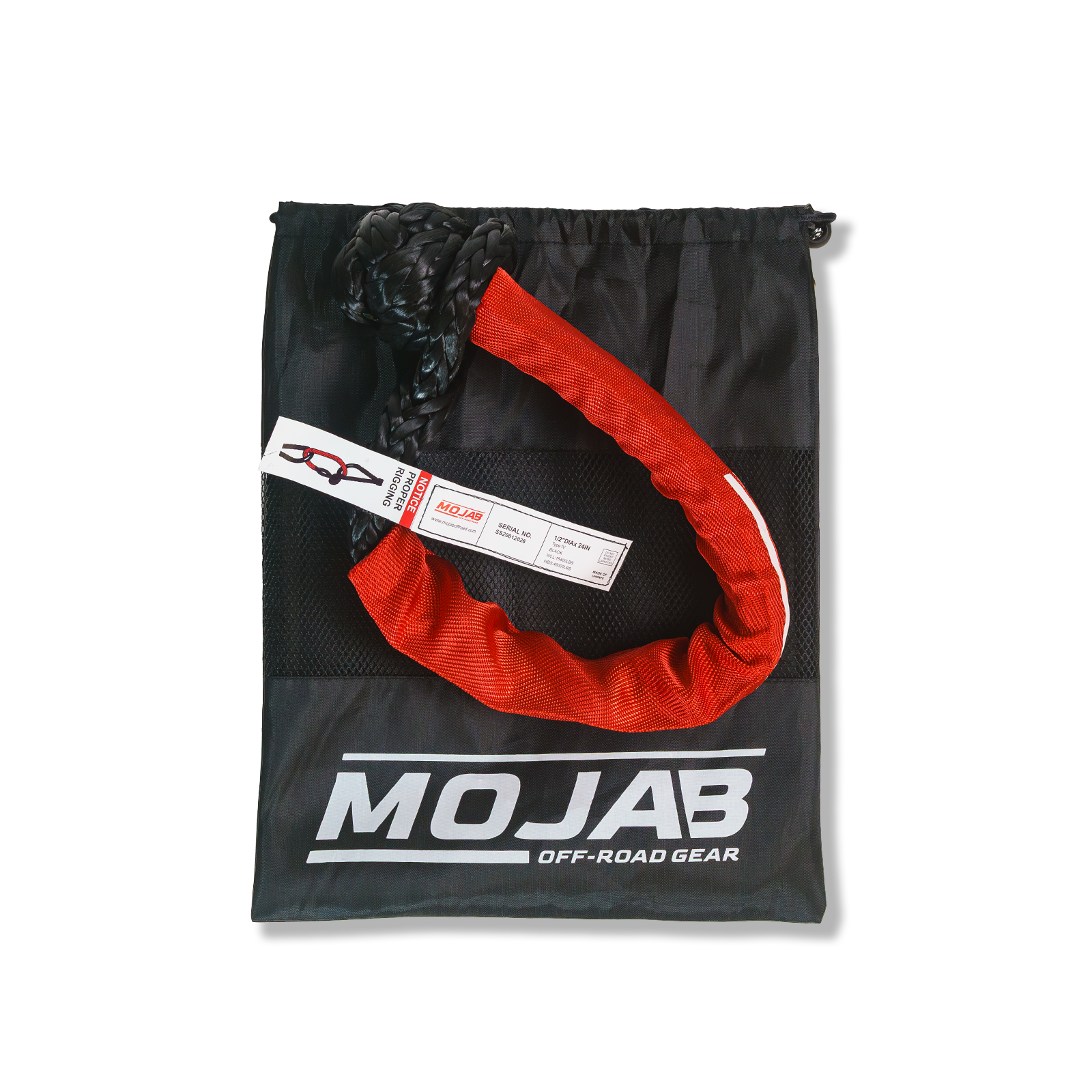 Soft Shackle 1/2'' x 24” with sleeve and bag (Single Shackle) (Lifetime Warranty) MOJAB OFFROAD