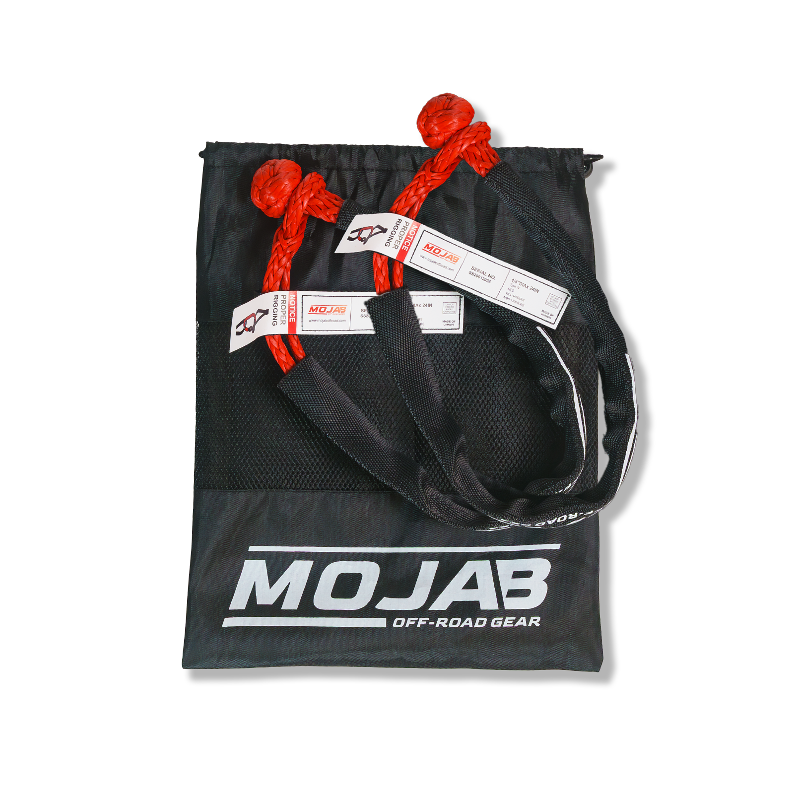 Soft Shackle 1/4'' x 24'' with sleeve and bag (Set of 2 Shackles) (Lifetime Warranty) MOJAB OFFROAD